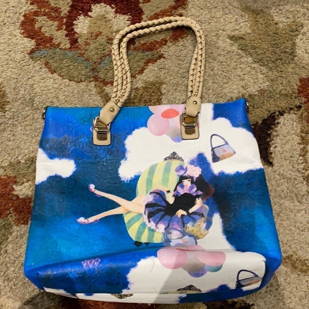 ❤️ Rare Painted “Lady In Cloud” Large Purse ❤️